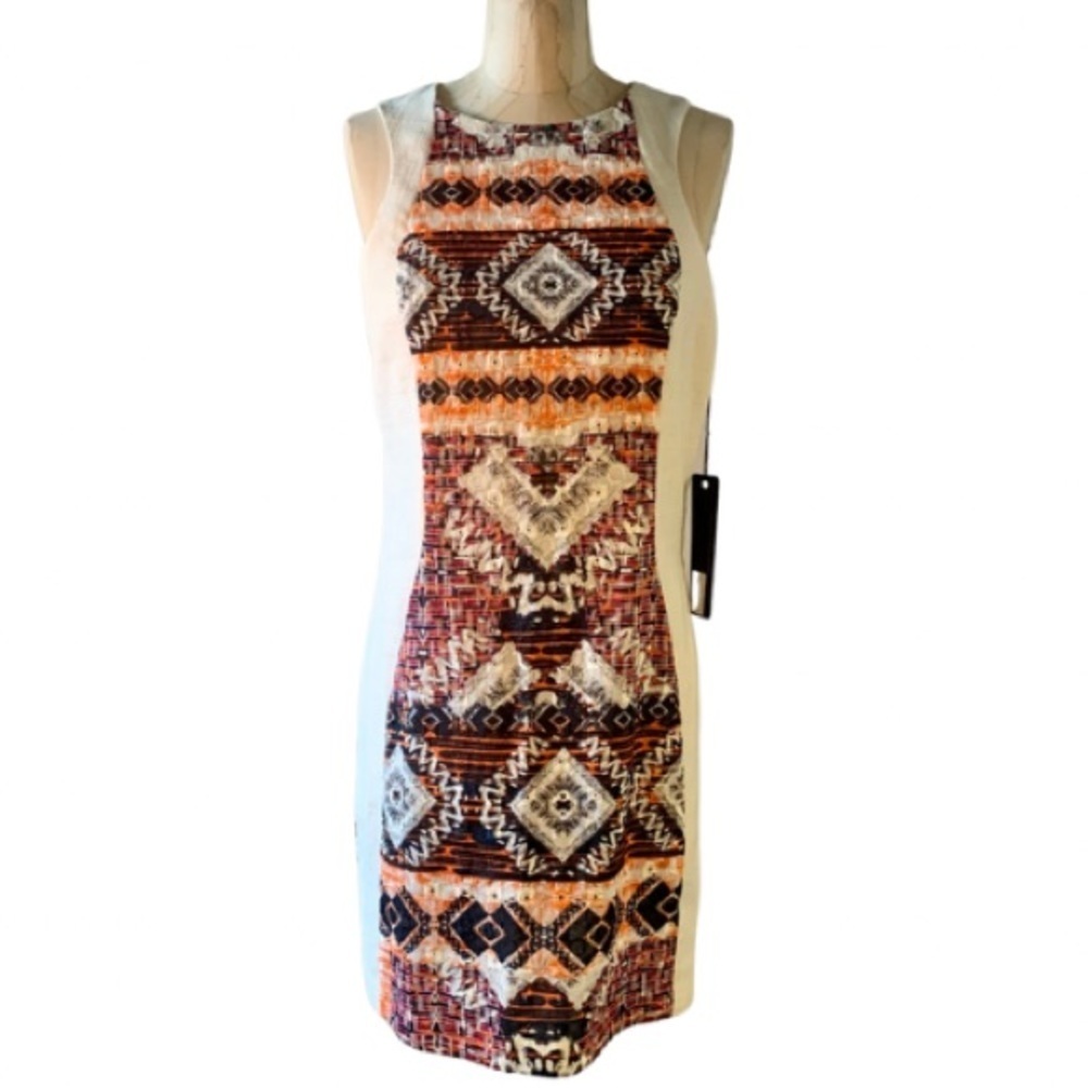 Shona Joy Embroidered Sleeveless Sheath Cotton Summer Dress Womens Size 8